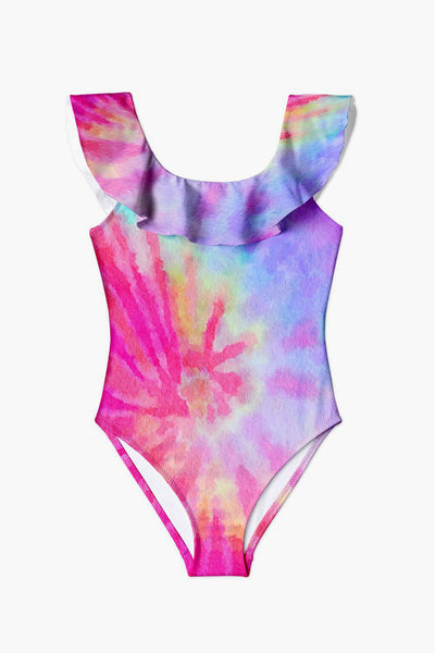 Girls Swimsuit Stella Cove Pink Tie Dye Ruffled