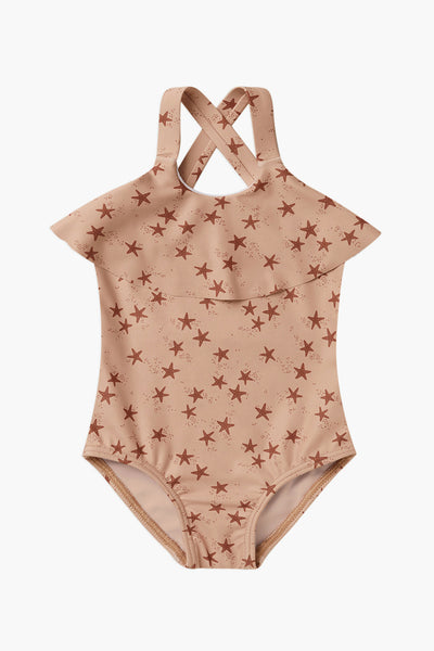 Girls and Baby Girl Swim Rylee and Cru Ruffle Swimsuit Starfish 